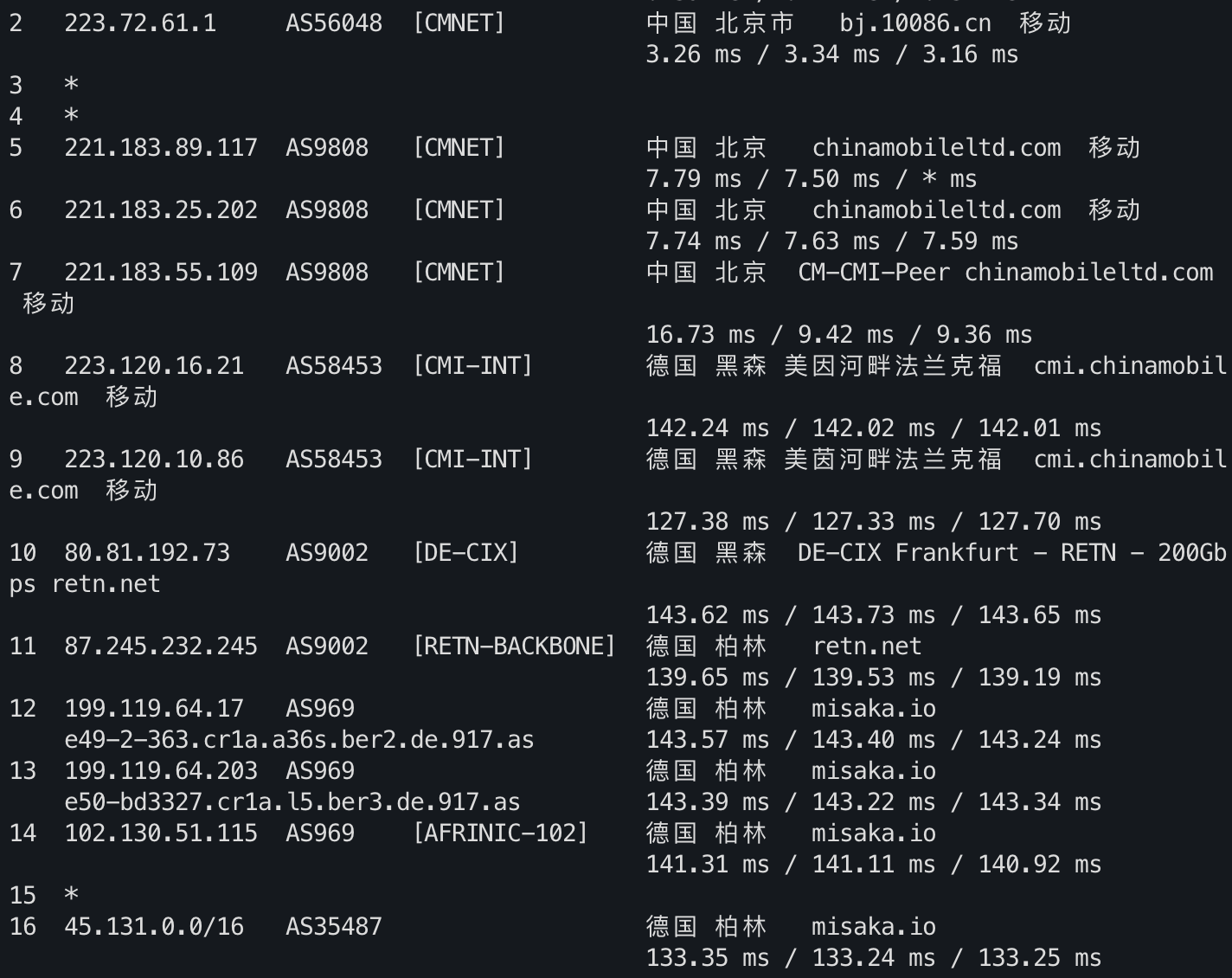 IPv4 去程路由 1
